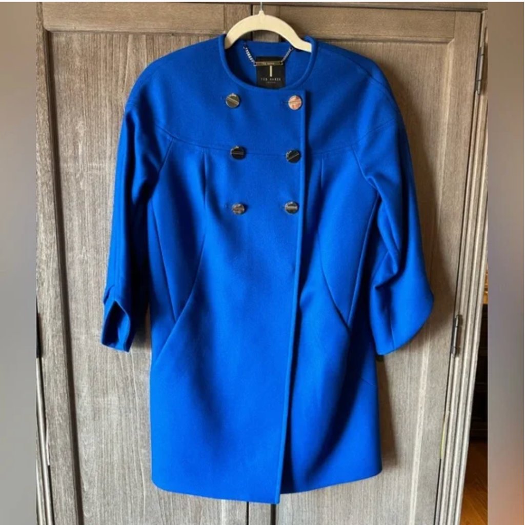 Ted Baker Double Breasted Wool/Cashmere Coat - Size 0